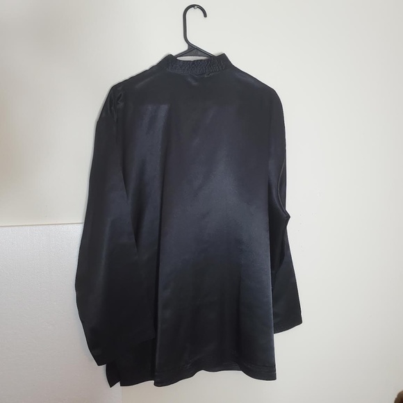 Mens Black Satin Vintage Chinese Tang Jacket (Mandarin Collar) - Picture 5 of 9
